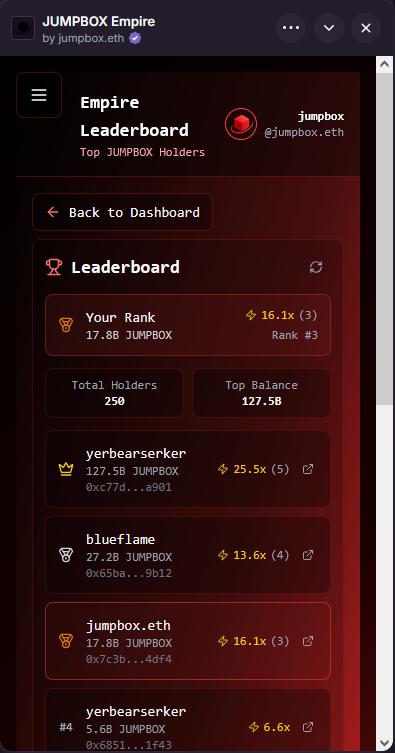 Jumpbox.eth Empire - Farcaster Mini Apps screenshot