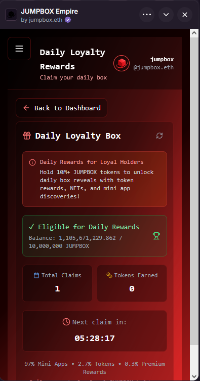 Jumpbox.eth Empire - Farcaster Mini Apps screenshot